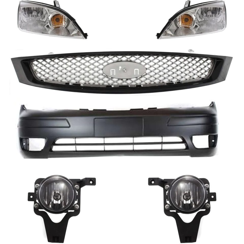 Cooking Easy-Clean Bumper Cover Kit For 2006-07 Ford Focus Front With Fog Light Holes Provision 6pc
