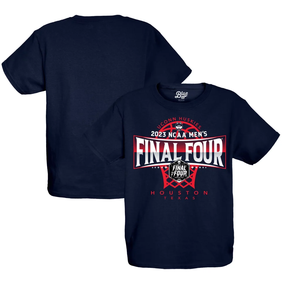 Core Youth Blue 84 Navy UConn Huskies 2023 NCAA Men's Basketball Tournament March Madness Final Four T-Shirt