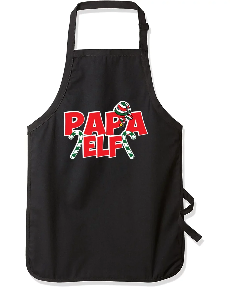 Dining Papa Elf Christmas Ugly Christmas Graphic Apron, Black, One Size