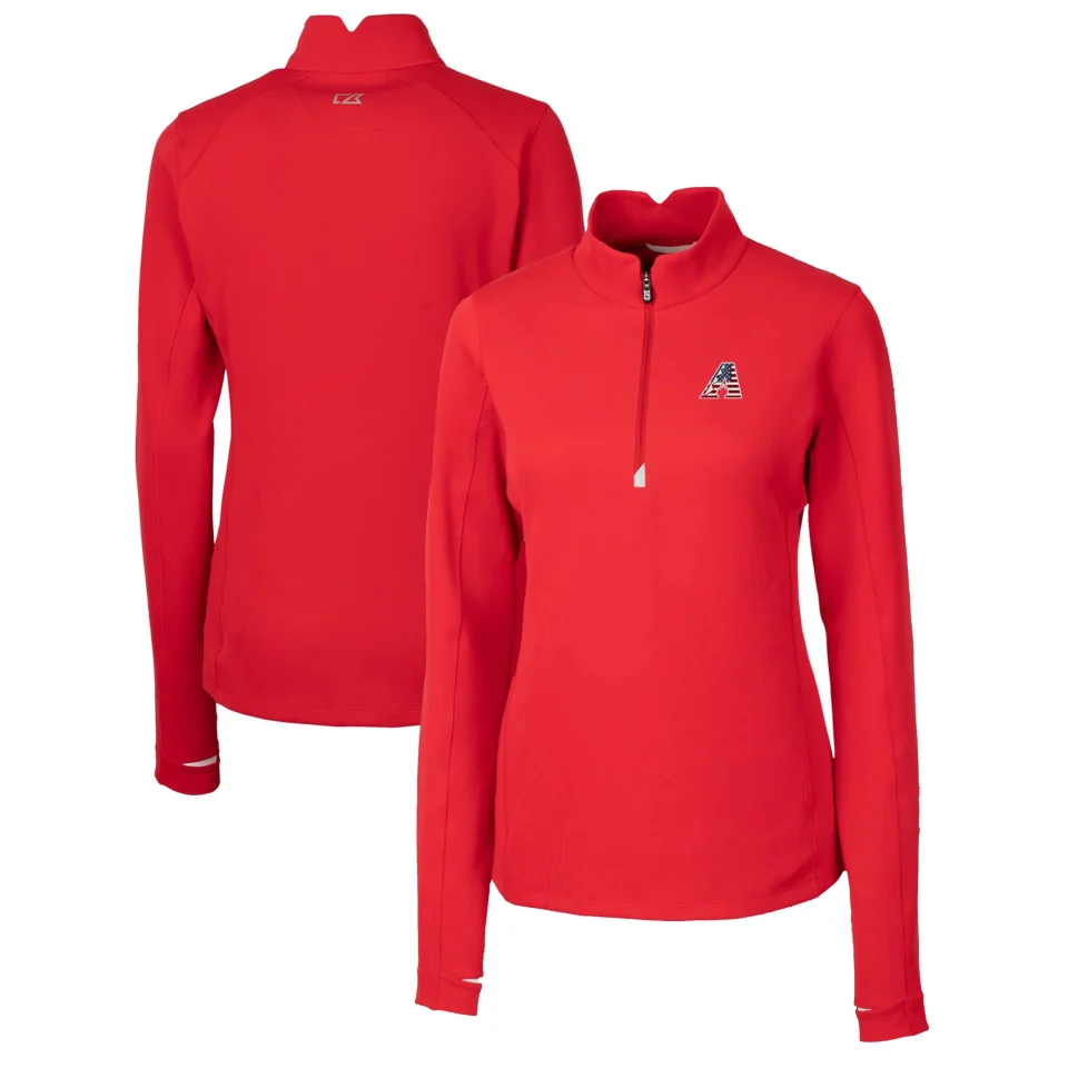 Gift-Ready Women's Cutter & Buck Red Arizona Diamondbacks Americana Logo DryTec Traverse Stretch Quarter-Zip Pullover Top