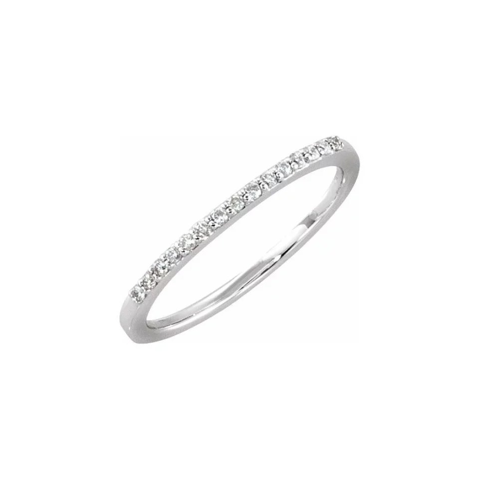 Stainless Steel 14k White Gold Band Polished 0.13 Carat Diamond Engagement Band Size 6 Jewelry Gifts for Women
