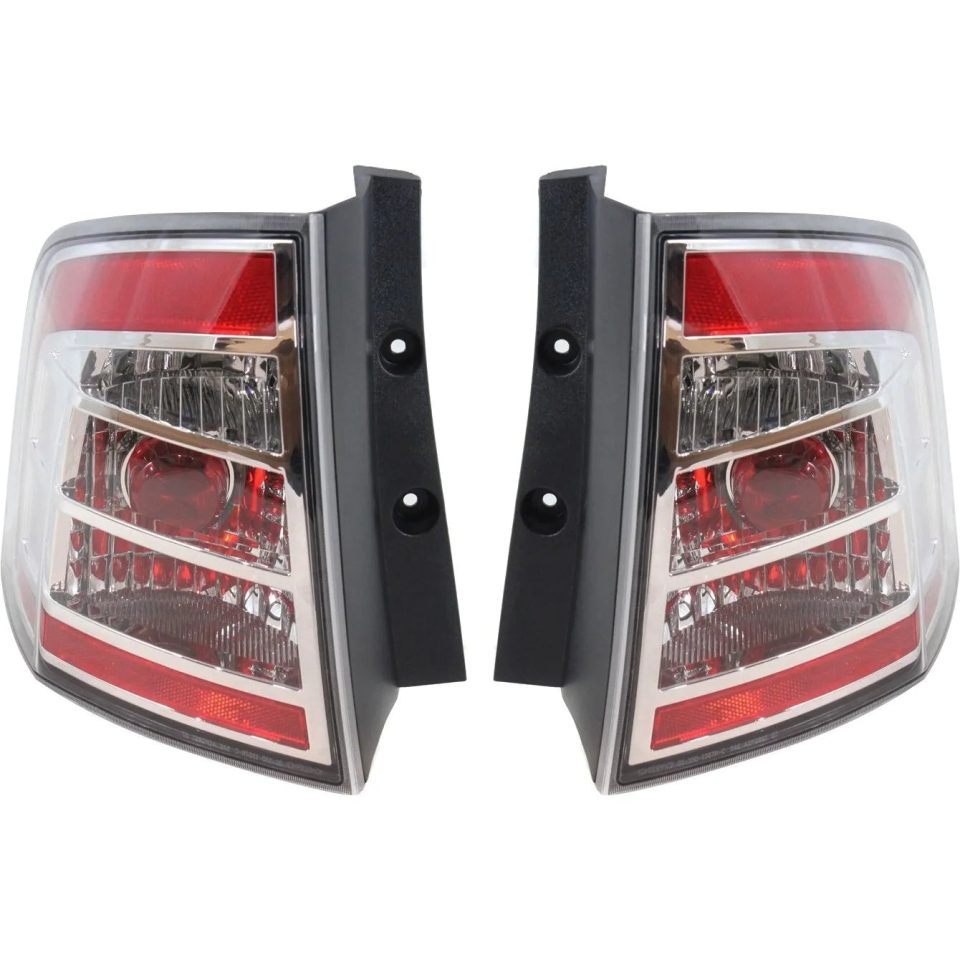 Ultimate Halogen Tail Light Set For 2007-2010 Ford Edge Clear/Red Lens w/ Bulbs 2Pcs CAPA