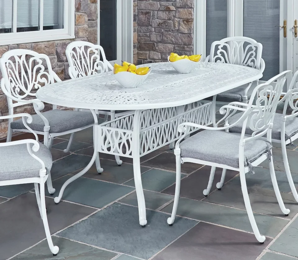 Travel Easy-Clean Homestyles Capri Aluminum Outdoor Dining Table in White