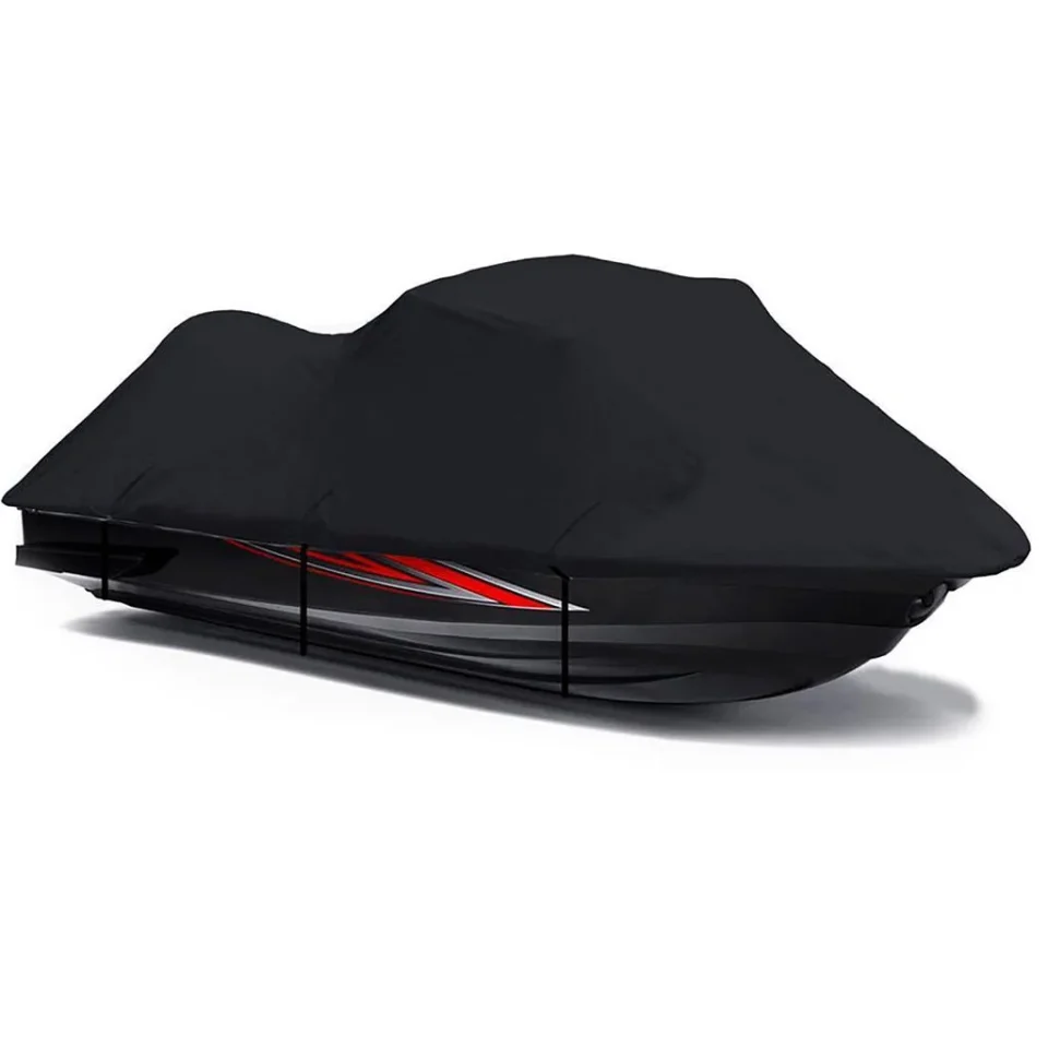 Frosted Multi-Purpose BLACK 600 DENIER JetSki Cover Compatible for Polaris SL 900 1996 1997 Jet Ski PWC Cover TOP OF THE LINE 1-2 Seater