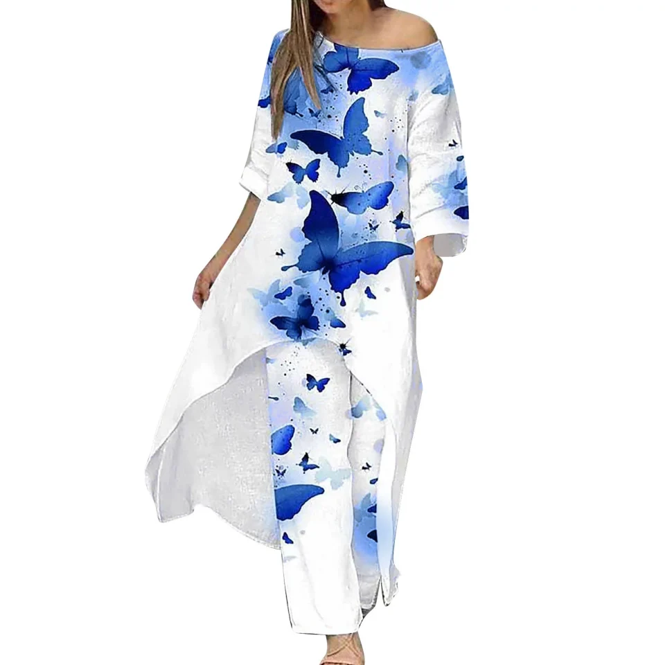 Cleaning PMUYBHF Tennis Outfits for Women with Sleeves Women Two Piece Outfits Sets Fall Winter Women's Fashion Casual Large Irregular Long Sleeved Suit Wide Leg Pants Two Piece Suit