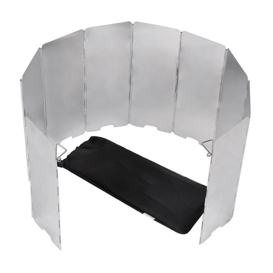 Thickened Value 10-Plate Aluminum Folding Stove Windscreen for Camping Cooking - Includes Storage Bag
