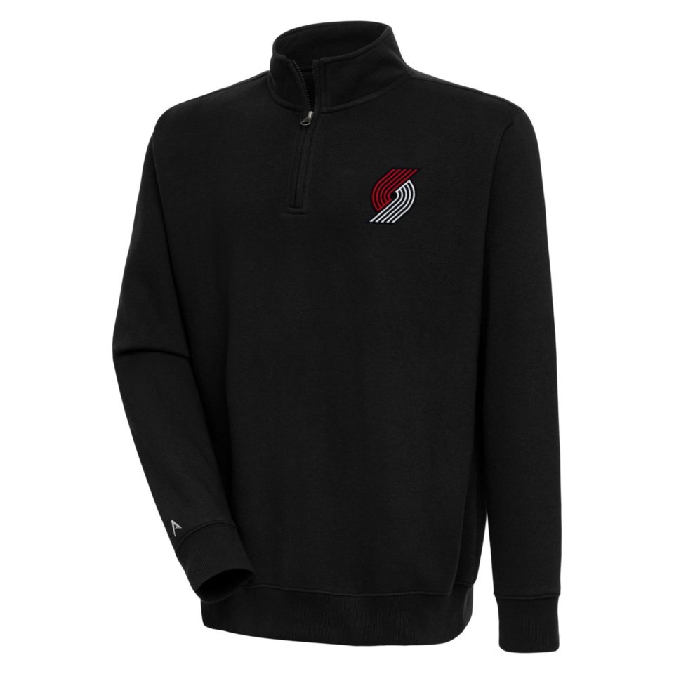 Healthy Outdoor Men's Antigua Black Portland Trail Blazers Victory Quarter-Zip Pullover Top