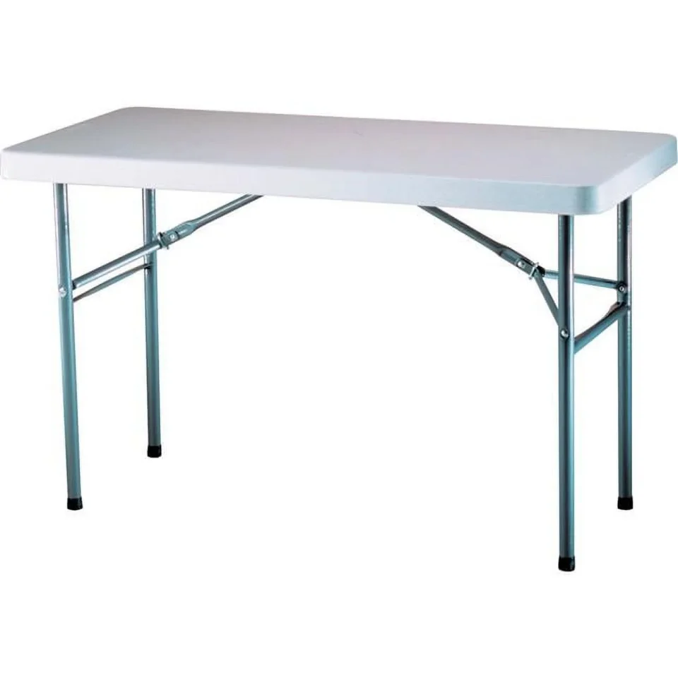 Space-Saving Adjustable Height Plastic Folding Table, White - 24 x 48 in.