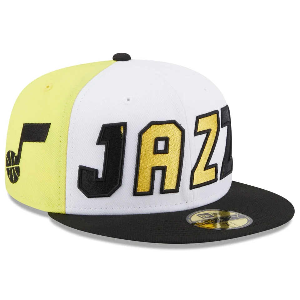 Thickened Men's New Era White/Black Utah Jazz Back Half 59FIFTY Fitted Hat