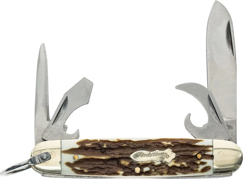Ceramic Schrade 1135998 Uncle Henry 2x Stainless Blades Staglon Handle Folding Knife