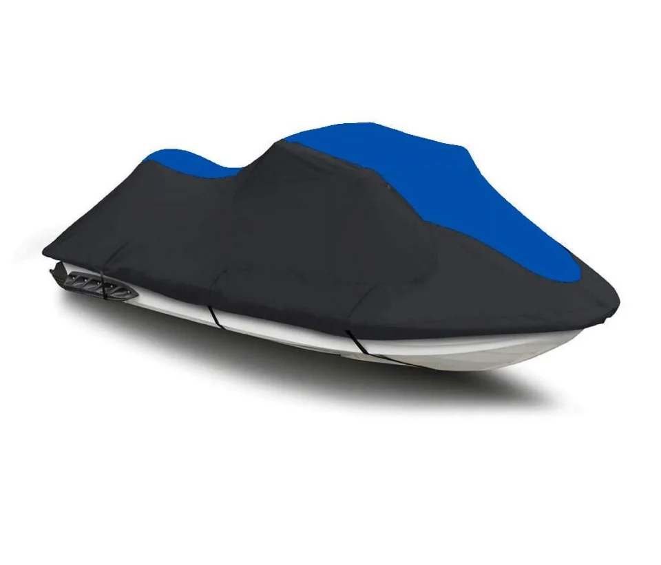 Matte BLACK / BLUE HEAVY-DUTY, PWC 600D JET SKI Cover Compatible for Kawasaki Ultra 130 DI / JH1100 1999 2000 2001 2002 2003 2004 2 Seater