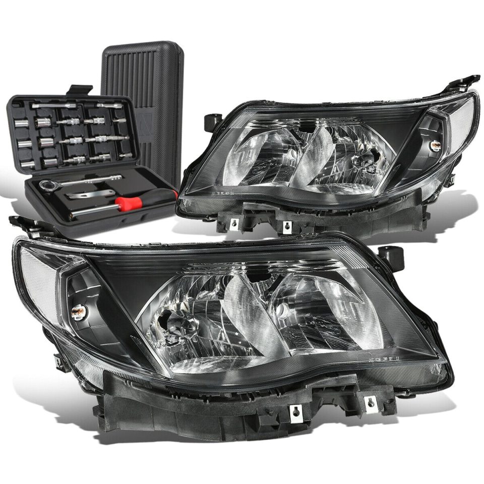 Healthy 2009-2013 Subaru ester Black Clear Signal Headlight Head Lamps+Tool Box