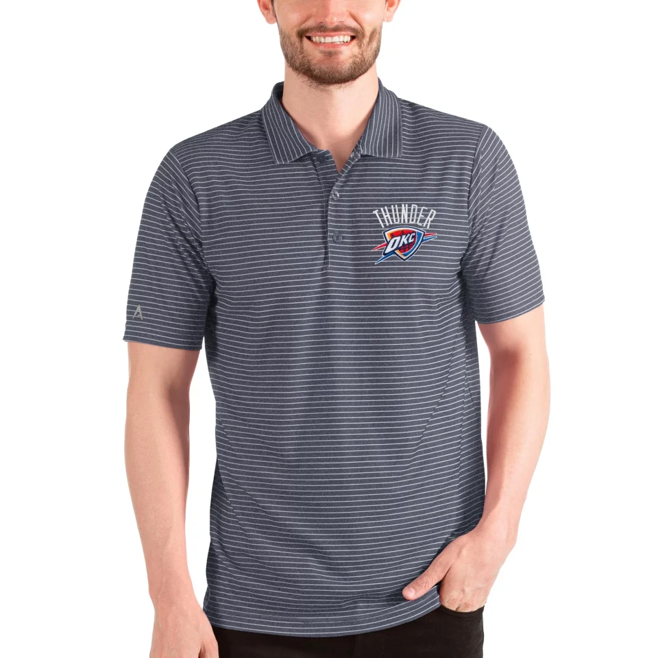 Baking Men's Antigua Heathered Navy/White Oklahoma City Thunder Team Esteem Polo