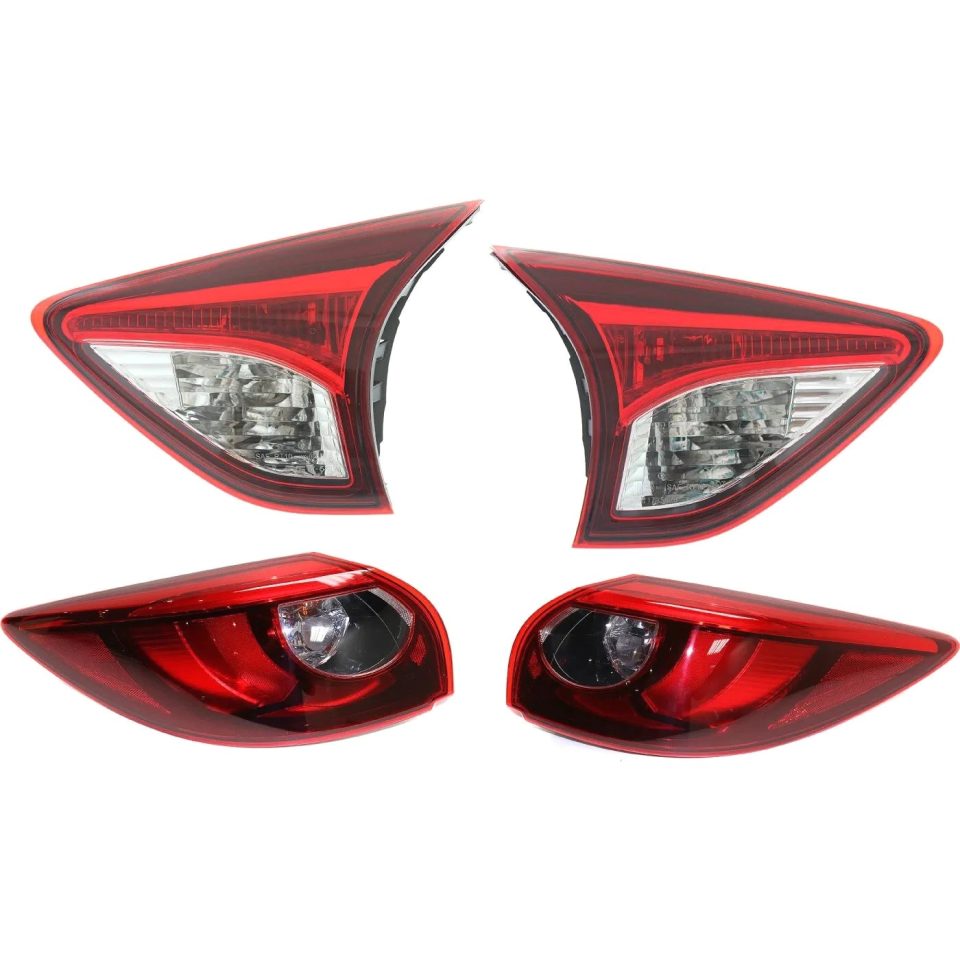 Non-Toxic Tail Light Set For 2016 Mazda CX-5 Left Right Inner Outer Red Lens Halogen/LED