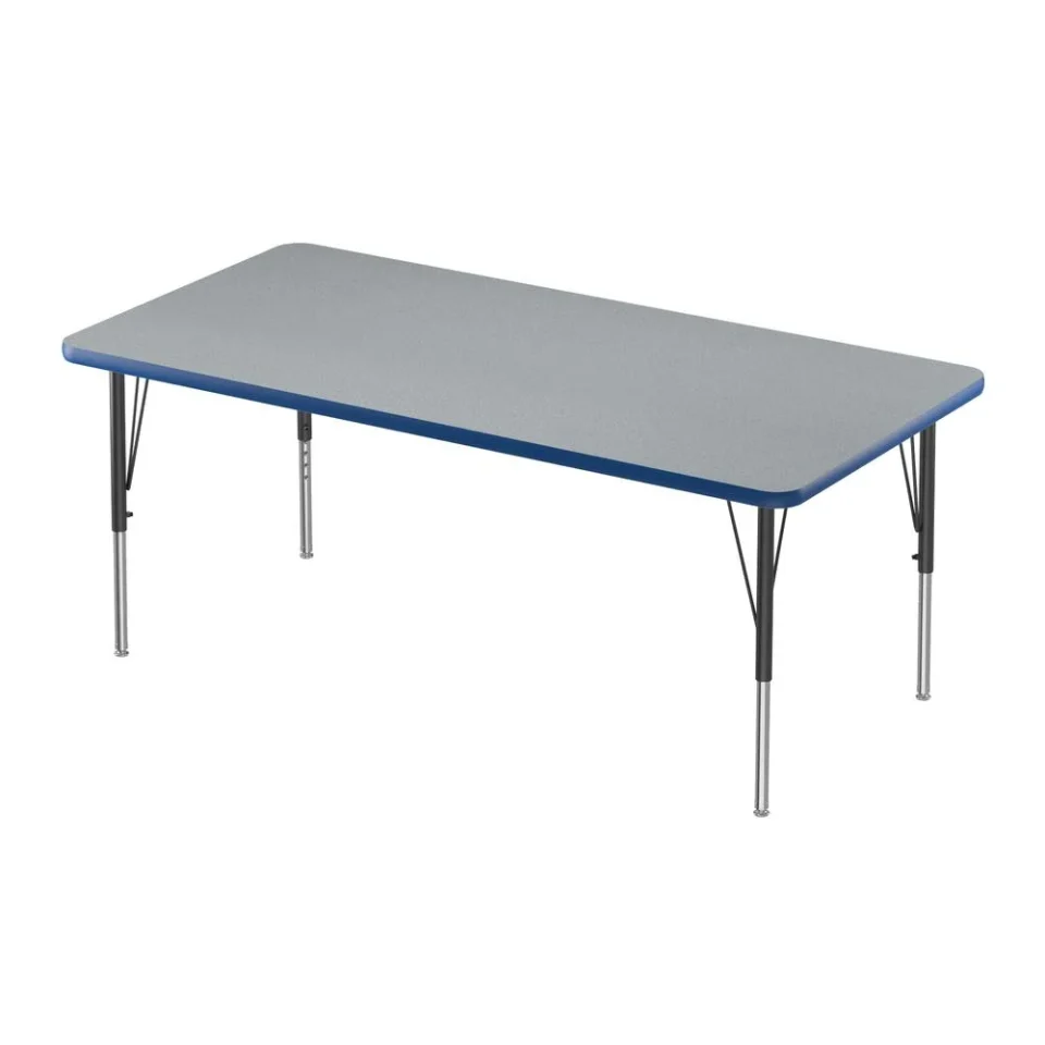 Glass Storage Correll Inc. Commercial Laminate Top Activity Tables 30x60, RECTANGULAR, GRAY GRANITE, BLACK