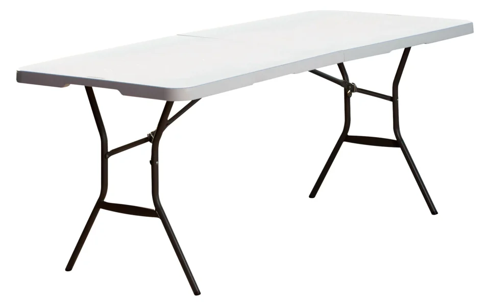 Pure Home 6 ft. Rectangle Commercial Fold-In-Half Table - White