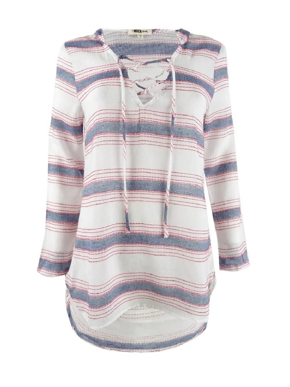 Essential Miken Women's Cotton Hooded Dress Swim Cover-Up (XS, White Blue Cherry)