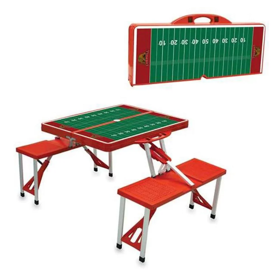 Versatile Picnic Time 811-00-100-685-0 Cornell University Bears-Big Red Digital Print Portable Folding Picnic Table with Four Seats, Red