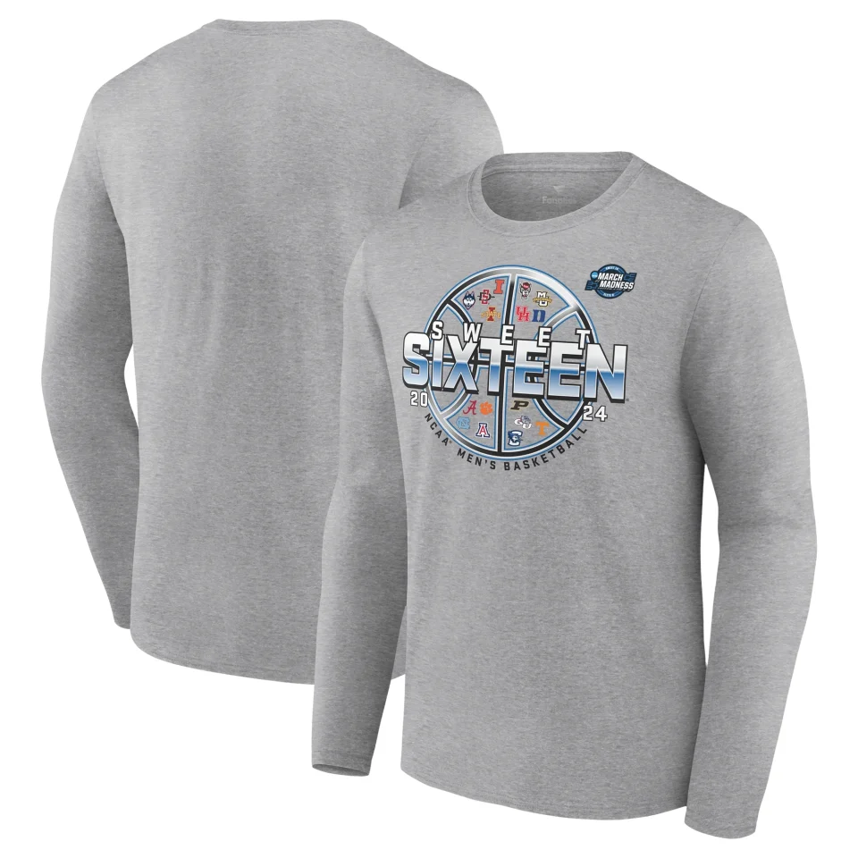 Leak-Proof Men's Fanatics Branded Gray 2024 NCAA Men's Basketball Tournament March Madness Sweet Sixteen Catch and Shoot Long