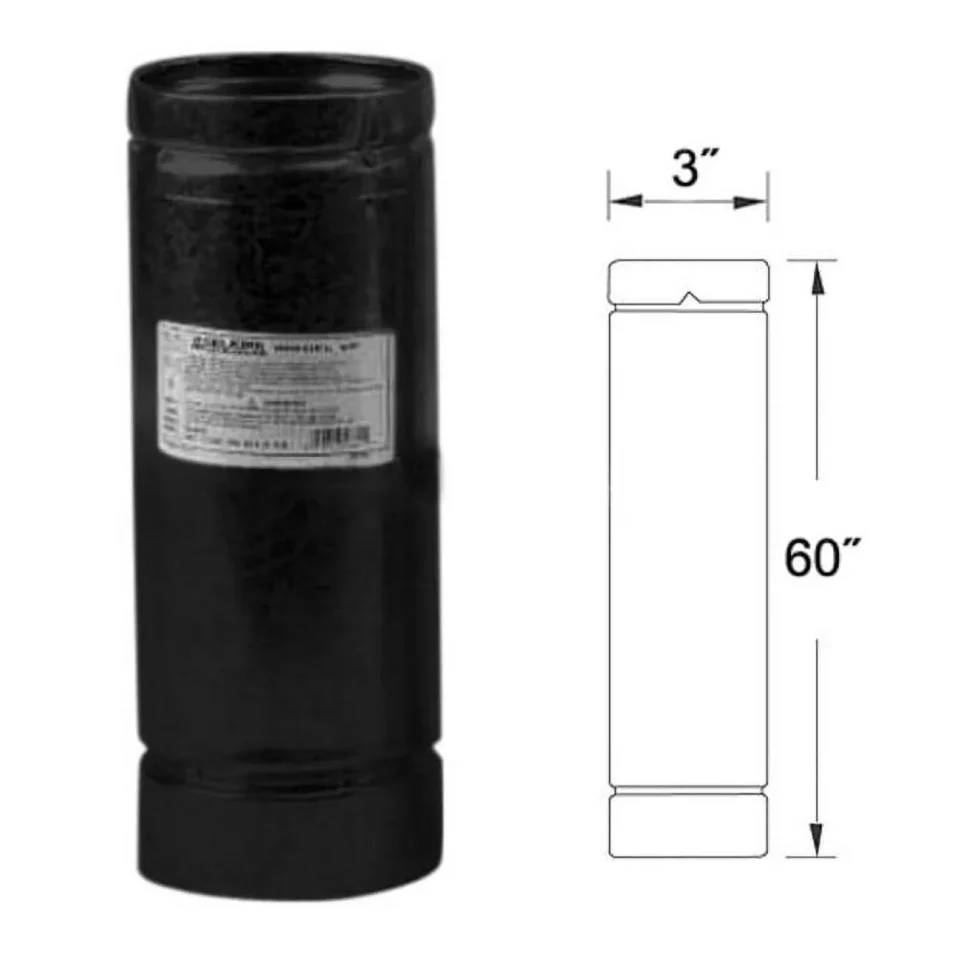 Natural Glass SELKIRK VP Pellet Pipe Type L Insulated 3 In. x 5 Ft. Pellet Stove Pipe