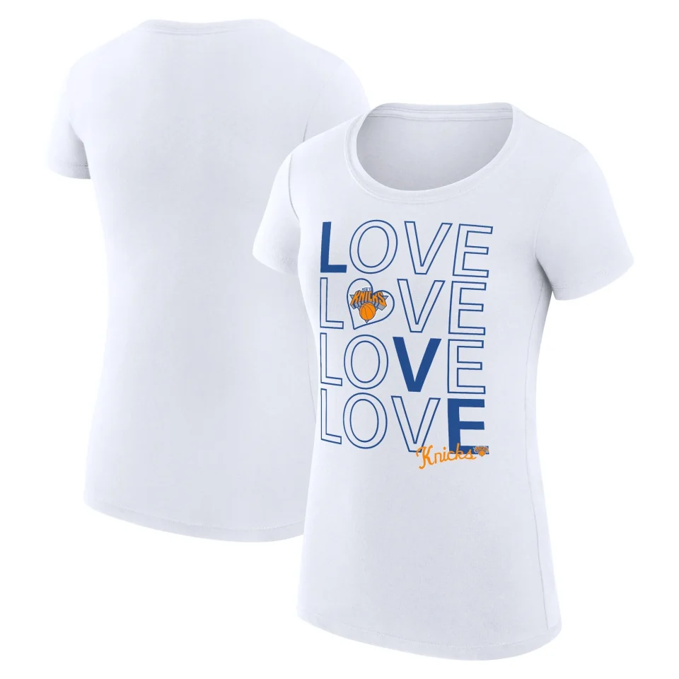 Portable Women's G-III 4Her by Carl Banks White New York Knicks Basketball Love Fitted T-Shirt