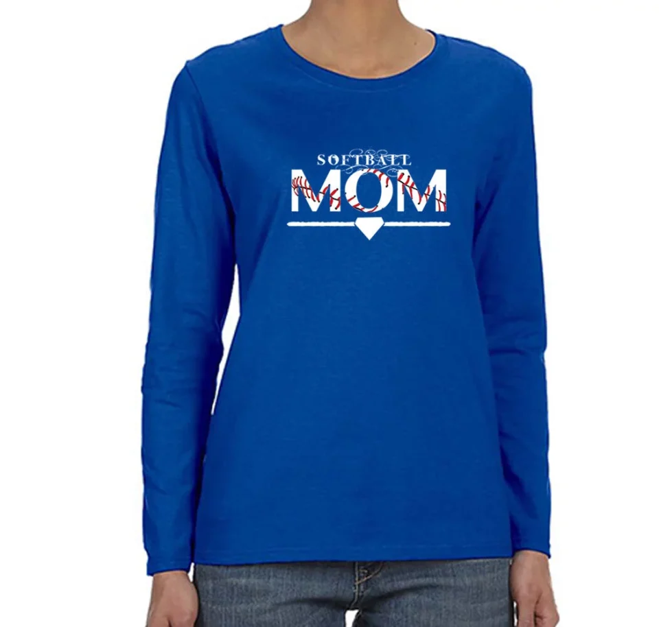 Dining XtraFly Apparel Womens Softball Mom Baseball Field Gift Game Day Sports Fan Long Sleeve T-Shirt