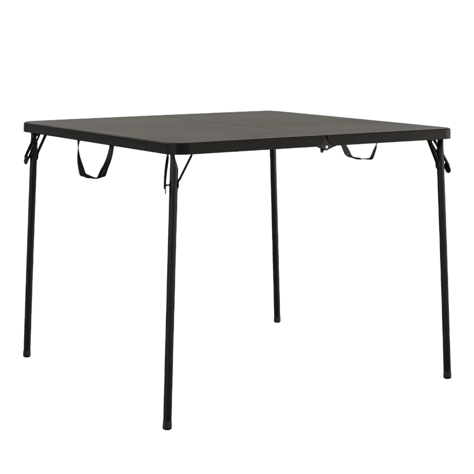 Polished Multi-Purpose XL 38.5ﾡﾱ Fold-in-Half Card Table w/ Handle Black Indoor & Outdoor Portable Wheelchair Accessible Camping Tailgating & Crafting Folding Table