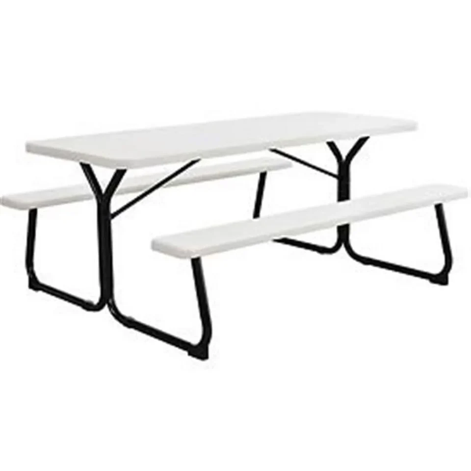 Prime Easy-Clean Global Industries 695484 Plastic Picnic Table - Blow Molded - 72 x 30 in., White
