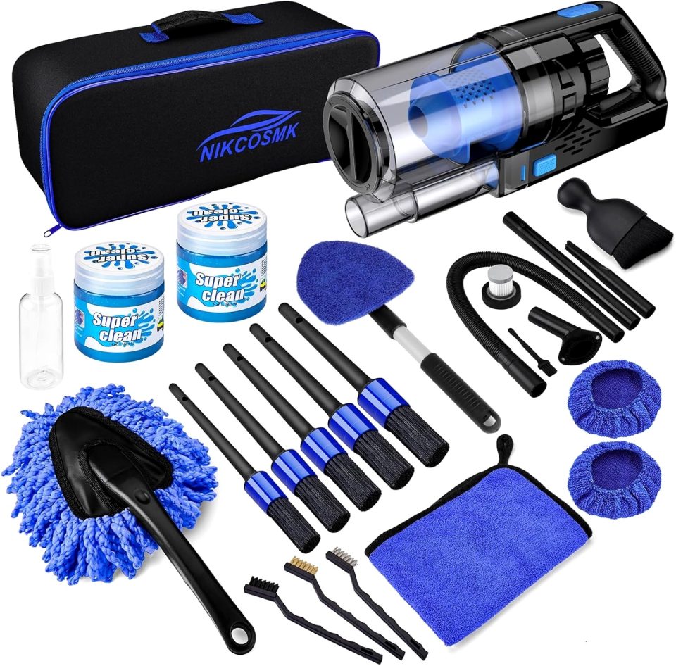 Pure NIKCOSMK Car Cleaning Kit. 17pcs Car Detailing Kit Interior Cleaner. Car Interior Cleaning Kit with Handheld Car Vacuum. Car Detailing Brushes