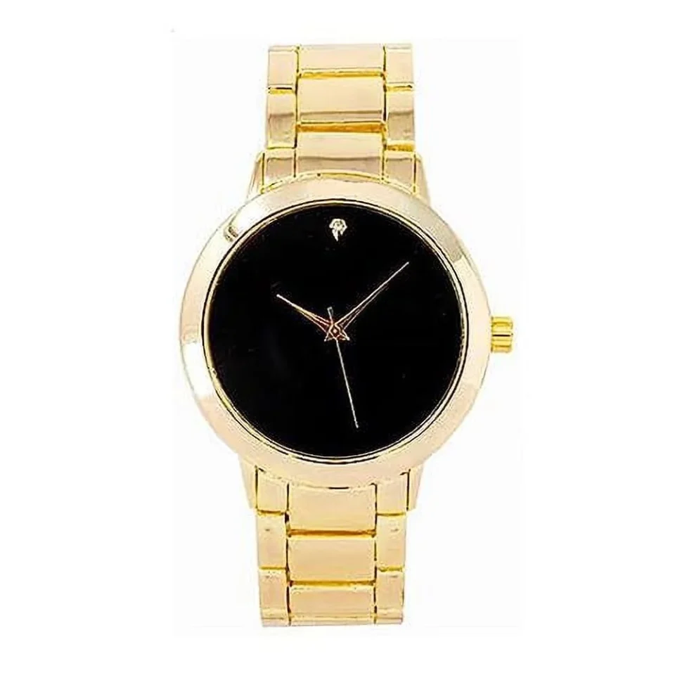 Frosted Charles Raymond Iced Out Diamond at 12 o'clock Elegant and Classy Mens Watch for All Occasions - Easy Reader Simplistic Slashes at Every Hour - Handsomely Stunning - 4904MB Single (4904MB Gold Black)
