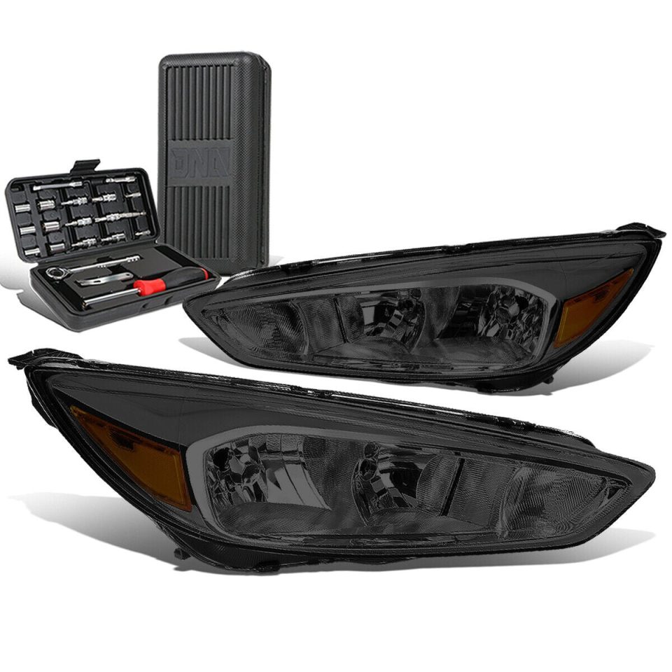 Leak-Proof Long-Lasting 2015-2018 d Focus Gen3 Pair Smoked/Amber Signal Headlight Lamps+Tool Box