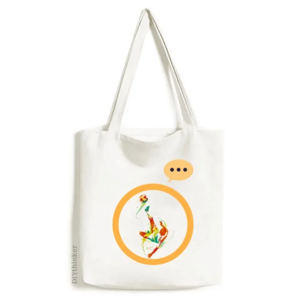 Glass Outdoor Football Player Bicycle Kick Pattern Expression Sack Canvas Tote Shoulder Bag