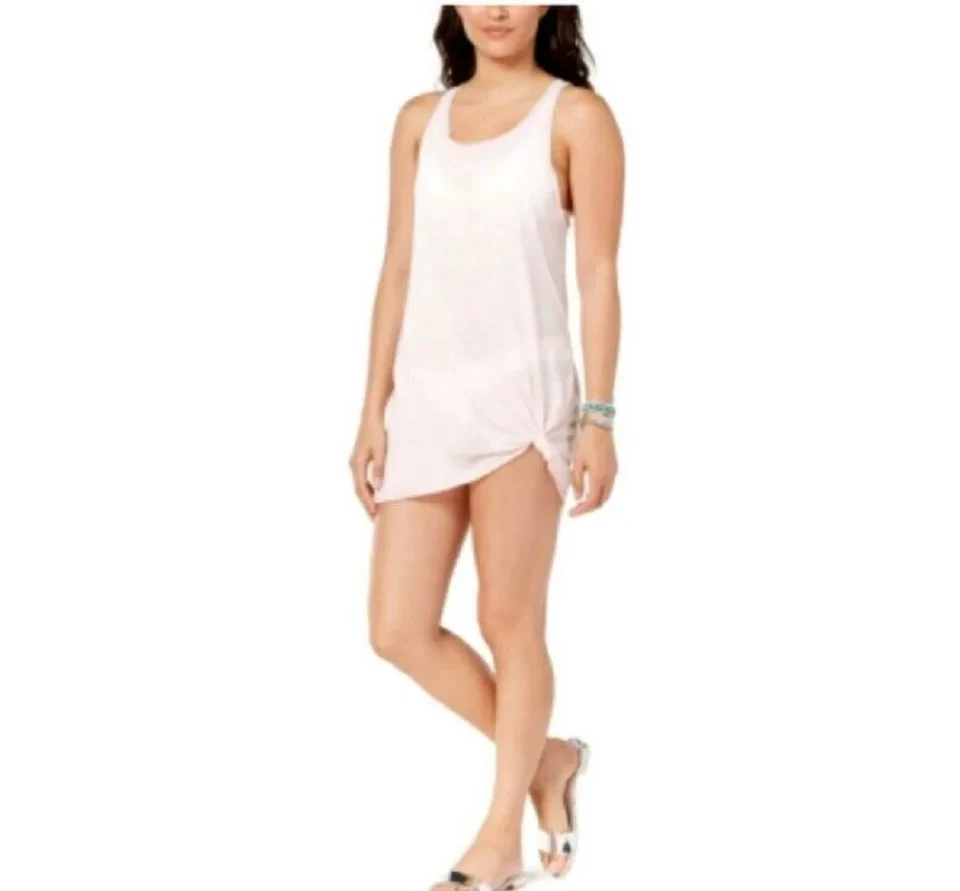 Matte Miken Sheer Tank Dress Racerback Swimwear Cover-up, Choose Sz/Color Title: XL/WHITE