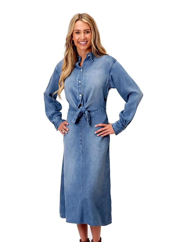 Bamboo Space-Saving Stetson Western Dress Womens L/S Denim M Blue 11-057-0565-6046 BU