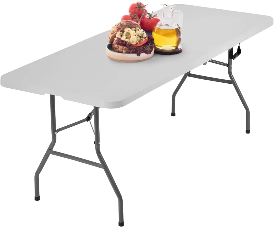 Home Camping Folding Foldable Plastic Table, White (White, 6 FT)