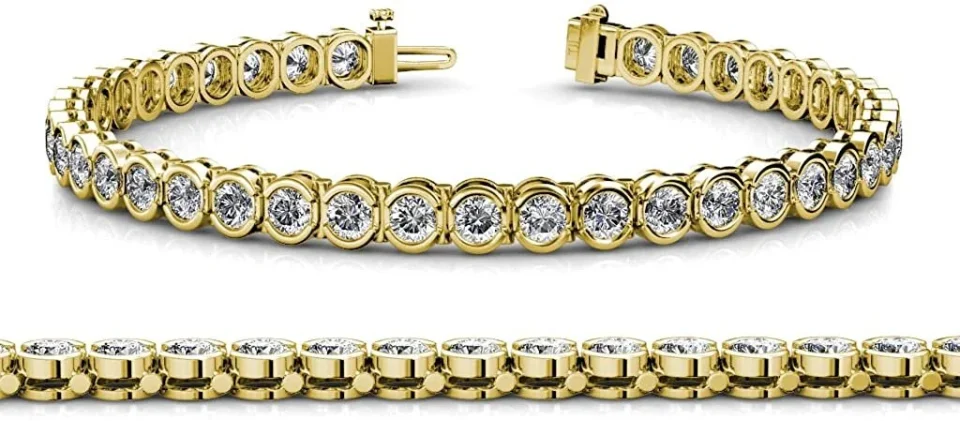 Thickened Lightweight Diamond 3.5mm Channel Set Tennis Bracelet SI2-I1, G-H 7.36 ct tw in 14K Yellow Gold