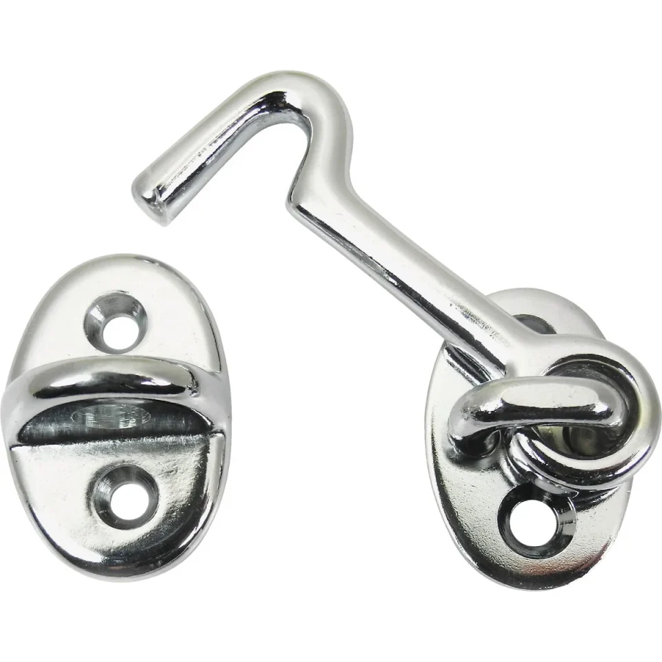 Easy-Clean Seachoice Chrome-Plated Cast Brass 2 In. Marine Cabin Door Hook w/ #6 Fastener